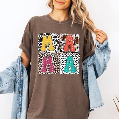 Mama Animal Print Leopard Cow Dalmatian Retro Vintage Mother's Day Comfort Colors Tee