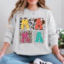 XXXL Ash Light Gray Mama Bold Animal Print Leopard Cow Dalmatian Retro Mother's Day Graphic Sweatshirt