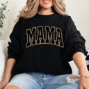  Mama Leopard Print Retro Vintage Varsity Mother's Day Cozy Warm Fleece Sweatshirt