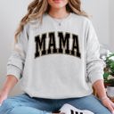 XXXL Ash Light Gray Mama Leopard Print Retro Vintage Varsity Mother's Day Cozy Warm Fleece Sweatshirt