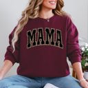 Small Maroon Mama Leopard Print Retro Vintage Varsity Mother's Day Cozy Warm Fleece Sweatshirt