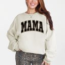 Small Sand Mama Leopard Print Retro Vintage Varsity Mother's Day Cozy Warm Fleece Sweatshirt