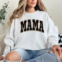 Small White Mama Leopard Print Retro Vintage Varsity Mother's Day Cozy Warm Fleece Sweatshirt