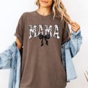 XL Espresso Brown Mama Bow Ribbon Chinoiserie Coquette Varsity Mother's Day Edition Comfort Colors Tee