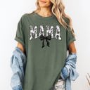 Large Moss Dark Green Mama Bow Ribbon Chinoiserie Coquette Varsity Mother's Day Edition Comfort Colors Tee