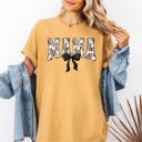 Large Mustard Mama Bow Ribbon Chinoiserie Coquette Varsity Mother's Day Edition Comfort Colors Tee