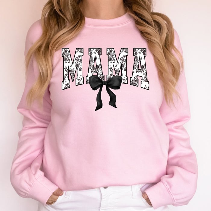 Mama Bow Ribbon Chinoiserie Coquette Varsity Mother's Day Warm Soft Cozy Sweatshirt