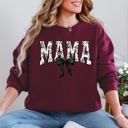 Large Maroon Mama Bow Ribbon Chinoiserie Coquette Varsity Mother's Day Warm Soft Cozy Sweatshirt