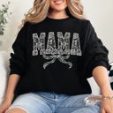  Mama Bow Ribbon Faux Lace Coquette Varsity Mother's Day Edition Keepsake Sweatshirt