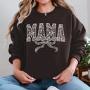 XL Dark Chocolate Mama Bow Ribbon Faux Lace Coquette Varsity Mother's Day Edition Keepsake Sweatshirt