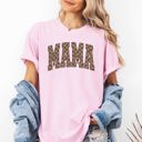 XXXL Blossom Light Pink Mama Brown Checkered Retro Varsity Mother's Day Vintage Graphic Print Edition Comfort Colors Tee