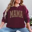 Large Maroon Mama Brown Checkered Retro Varsity Mother's Day Sweatshirt