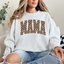XL White Mama Brown Checkered Retro Varsity Mother's Day Sweatshirt