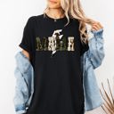 Large Black Mama Cow Print Checkered Lightning Bolt Retro Mother's Day Celebration Comfort Colors Tee