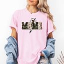 Small Blossom Light Pink Mama Cow Print Checkered Lightning Bolt Retro Mother's Day Celebration Comfort Colors Tee
