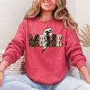 Mama Cow Print Checkered Lightning Bolt Retro Mother's Day Cozy Vintage Sweatshirt