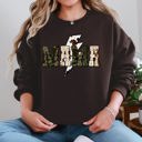 Large Dark Chocolate Mama Cow Print Checkered Lightning Bolt Retro Mother's Day Cozy Vintage Sweatshirt
