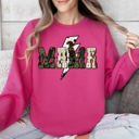XL Crunchberry Bright Pink Mama Cow Print Checkered Lightning Bolt Retro Mother's Day Cozy Vintage Sweatshirt