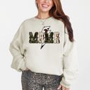 Small Sand Mama Cow Print Checkered Lightning Bolt Retro Mother's Day Cozy Vintage Sweatshirt