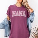 Large Berry Red Mama Faux Lace Coquette Varsity Mother's Day Collection Edition Comfort Colors Tee