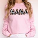 Large Light Pink Mama Leopard Cow Print Classic Animal Print Mother's Day Cozy Soft Fleece Sweatshirt
