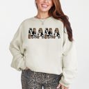 Medium Sand Mama Leopard Cow Print Classic Animal Print Mother's Day Cozy Soft Fleece Sweatshirt