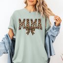 Small Sage Mama Leopard Print Bow Ribbon Mother's Day Celebration Edition Leopard Style Vintage-Inspired Comfort Colors Tee