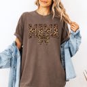 Medium Espresso Brown Mama Leopard Print Bow Ribbon Mother's Day Celebration Edition Leopard Style Vintage-Inspired Comfort Colors Tee