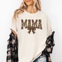 XXL Ivory Cream Mama Leopard Print Bow Ribbon Mother's Day Celebration Edition Leopard Style Vintage-Inspired Comfort Colors Tee