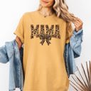 XXL Mustard Mama Leopard Print Bow Ribbon Mother's Day Celebration Edition Leopard Style Vintage-Inspired Comfort Colors Tee