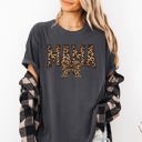 Large Pepper Dark Gray Mama Leopard Print Bow Ribbon Mother's Day Celebration Edition Leopard Style Vintage-Inspired Comfort Colors Tee