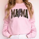 XXL Light Pink Mama Leopard Print Camouflage Checkered Lightning Bolt Mother's Day Edition Cozy Sweatshirt