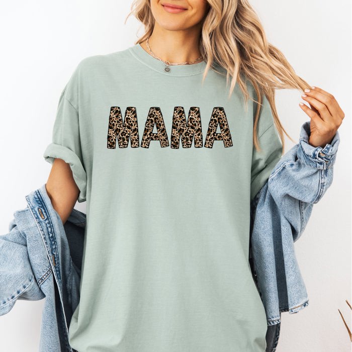 Mama Leopard Print Elegant Animal Print Mother's Day Celebration Comfort Colors Tee