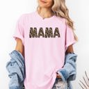 XL Blossom Light Pink Mama Leopard Print Elegant Animal Print Mother's Day Celebration Comfort Colors Tee