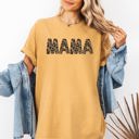 XL Mustard Mama Leopard Print Elegant Animal Print Mother's Day Celebration Comfort Colors Tee
