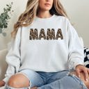 Small White Mama Leopard Print Classic Animal Print Statement For Mother's Day Celebration Edition Sweatshirt