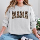 Medium Ash Light Gray Mama Leopard Print Retro Animal Print Mother's Day Sweatshirt For Everyday Stylish Moms