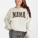 Medium Sand Mama Leopard Print Retro Animal Print Mother's Day Sweatshirt For Everyday Stylish Moms