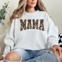 Medium White Mama Leopard Print Retro Animal Print Mother's Day Sweatshirt For Everyday Stylish Moms