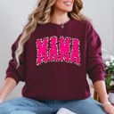 XXL Maroon Mama Vintage Pink Leopard Print Retro Varsity Classic Mother's Day Edition Sweatshirt