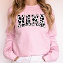 Small Light Pink Mama Retro Cow Print Varsity Mother's Day Sweatshirt