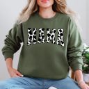 Large Military Green Mama Retro Cow Print Varsity Mother's Day Sweatshirt
