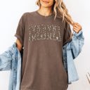 XL Espresso Brown Mama Textured Leopard Print Retro Varsity Style Mother's Day Graphic Comfort Colors Tee