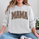 Large Ash Light Gray Mama Textured Leopard Print Mother's Day Retro Varsity Cozy Casual Classic Sweatshirt