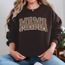 Medium Dark Chocolate Mama Textured Leopard Print Mother's Day Retro Varsity Cozy Casual Classic Sweatshirt