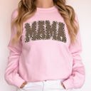 XXXL Light Pink Mama Textured Leopard Print Mother's Day Retro Varsity Cozy Casual Classic Sweatshirt