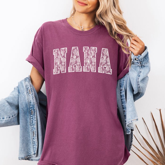 Nana, Faux Lace, Coquette, Varsity, Mother's Day T-Shirt Comfort Colors Tee Exclusive Limited Edition