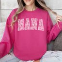 Small Crunchberry Bright Pink Nana Faux Lace Coquette Varsity Mother's Day Elegant Vintage Cozy Edition Sweatshirt