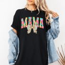 XXL Black Painted Mama Dalmatian Print Bow Ribbon Coquette Mother's Day Design Comfort Colors Tee