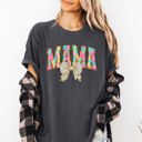 Large Pepper Dark Gray Painted Mama Dalmatian Print Bow Ribbon Coquette Mother's Day Design Comfort Colors Tee
